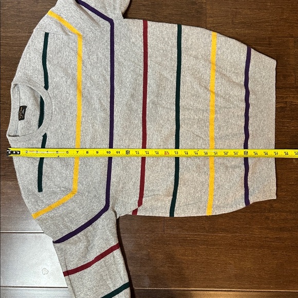 J.Crew 100% Cashmere Crewneck Sweater Grey Stripe - Picture 6 of 7